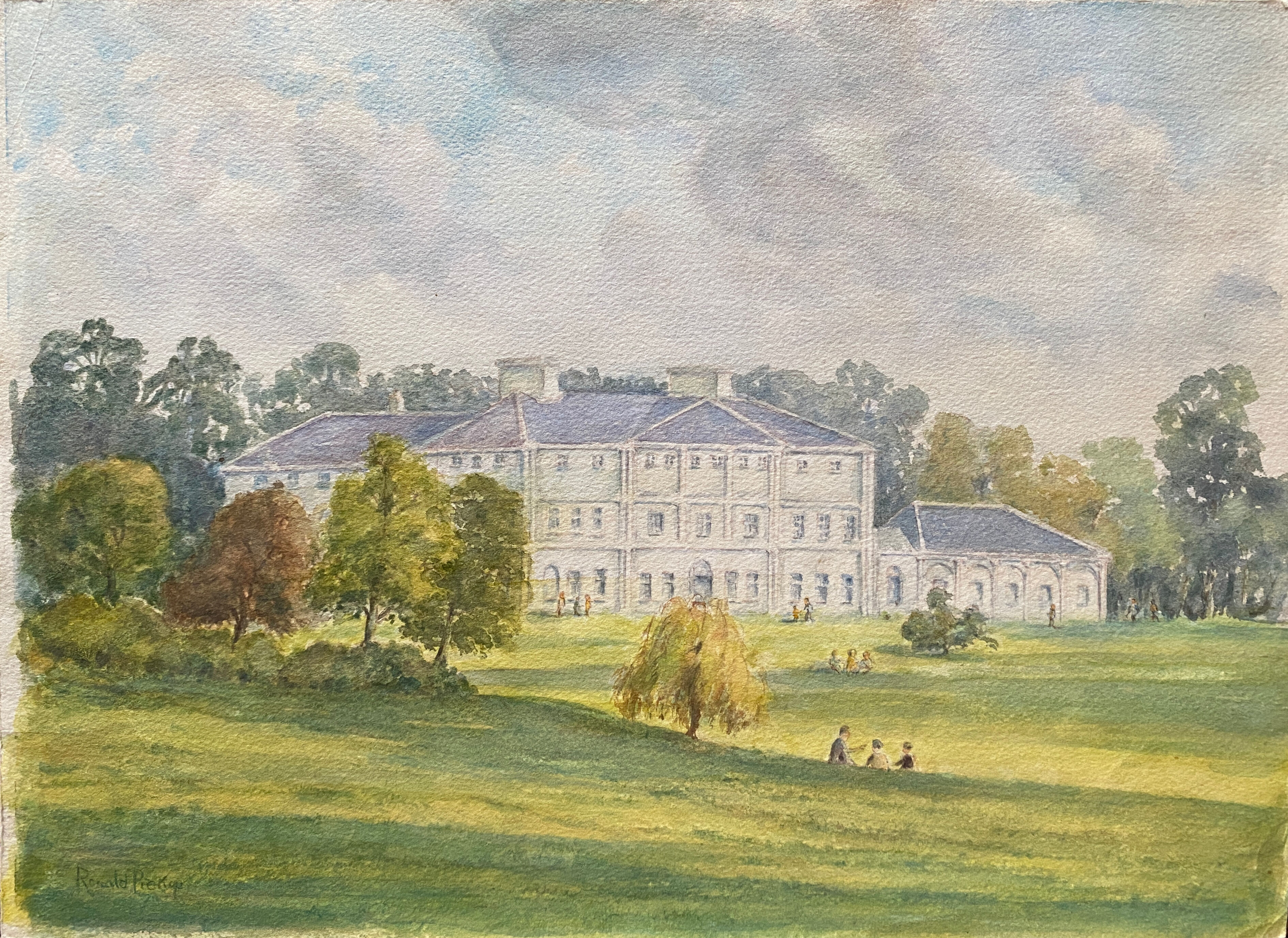 Watercolor painting Castle Park (English?) by Ronald Pickop