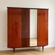 Large vintage 1950s wardrobe in formica and mirror.