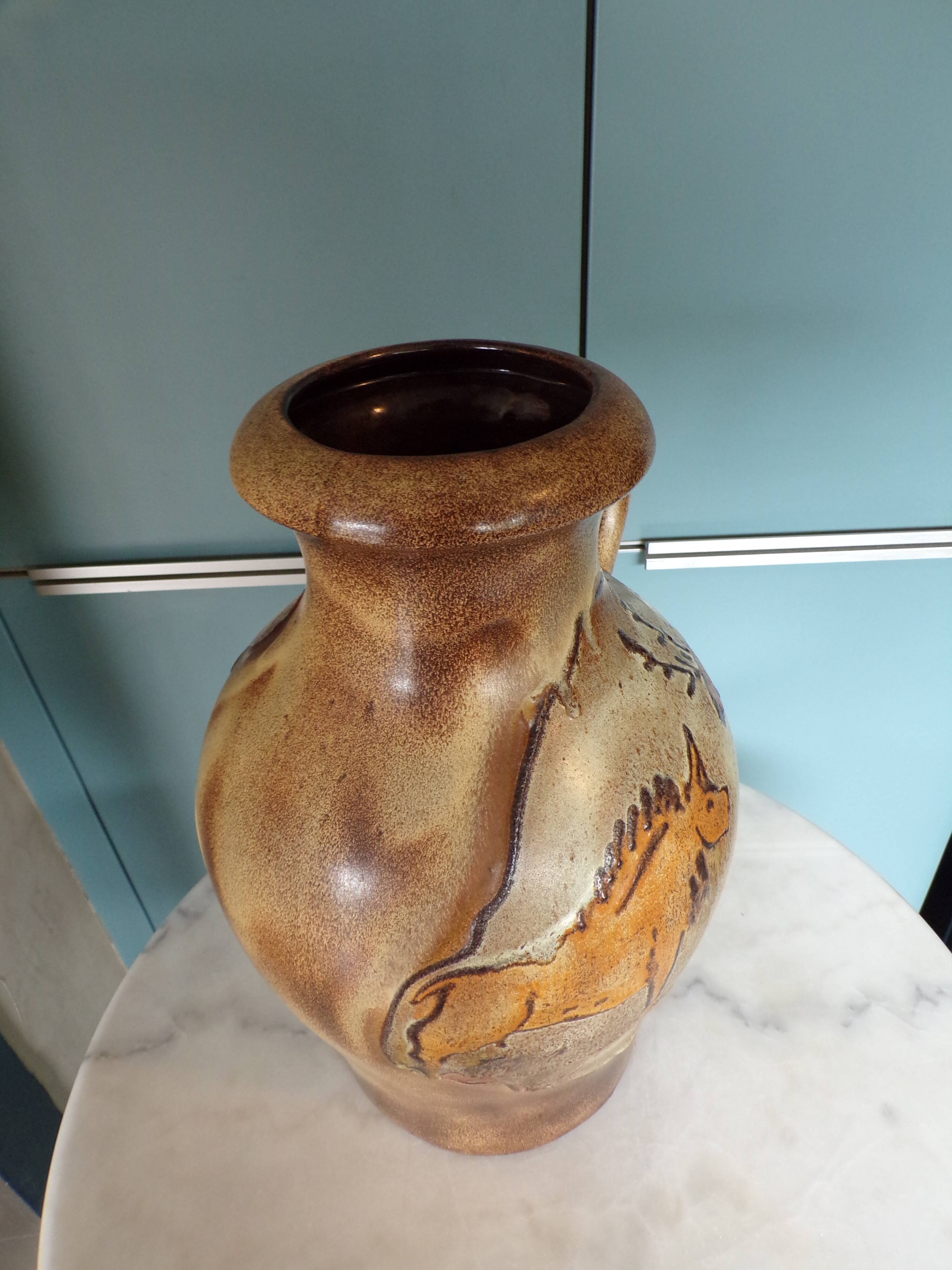 Vase WG Scheurich 490-42 decorated with cave paintings