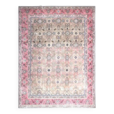 Tapis persan fait main en laine et coton beige clair des années 1970 285x387