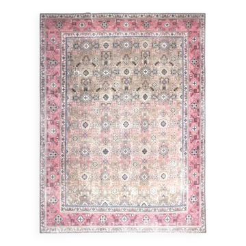1970s Vintage Persian Handmade Wool Cotton Light Tan Area Rug 285x387
