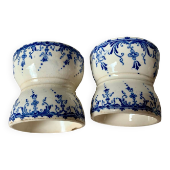 Two diabolo egg cups in old iron clay blue transfer