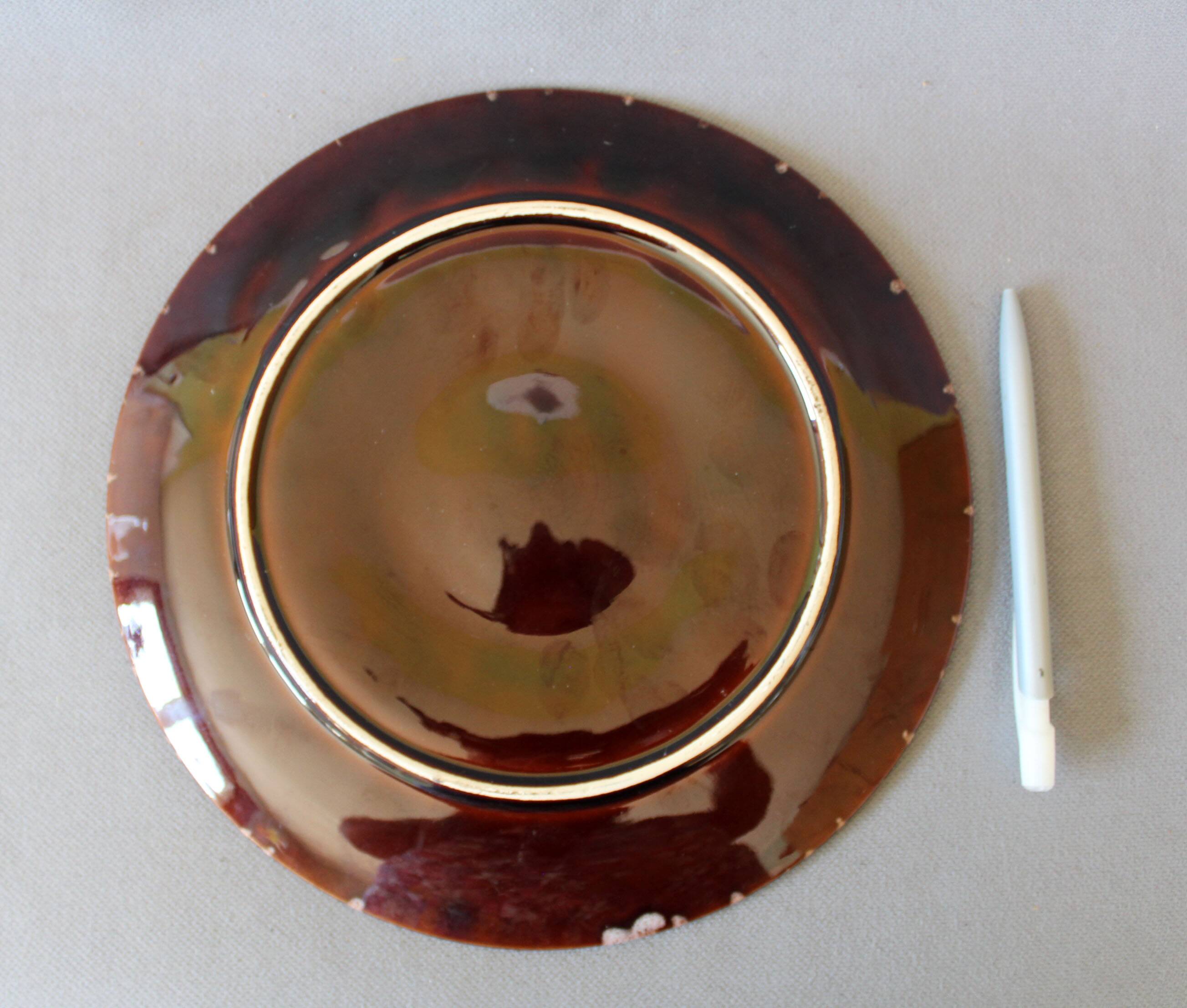 Vintage oyster plate in majolica ceramic, Vallauris style