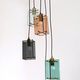 Five Light Colored Glass Brass Chandelier Pendant