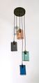 Five Light Colored Glass Brass Chandelier Pendant