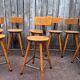 Vintage industrial workshop stool in wood, 1950s