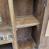 Art Deco Burmese Teak Barber Shelf Mirror