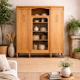 Asymmetrical Art Deco glass-fronted Parisian wardrobe in raw oak, 1930.
