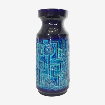 Vase in blue ceramics, 1970-1980