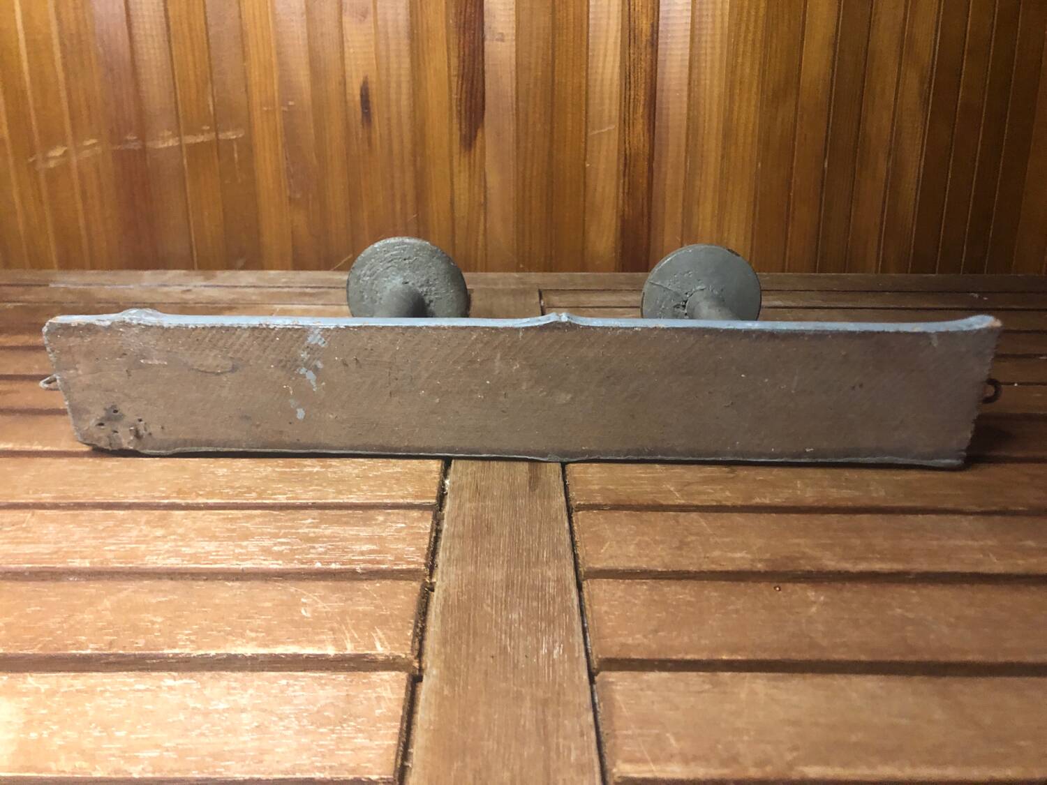 Old wall coat rack x2 vintage gray wood #a417