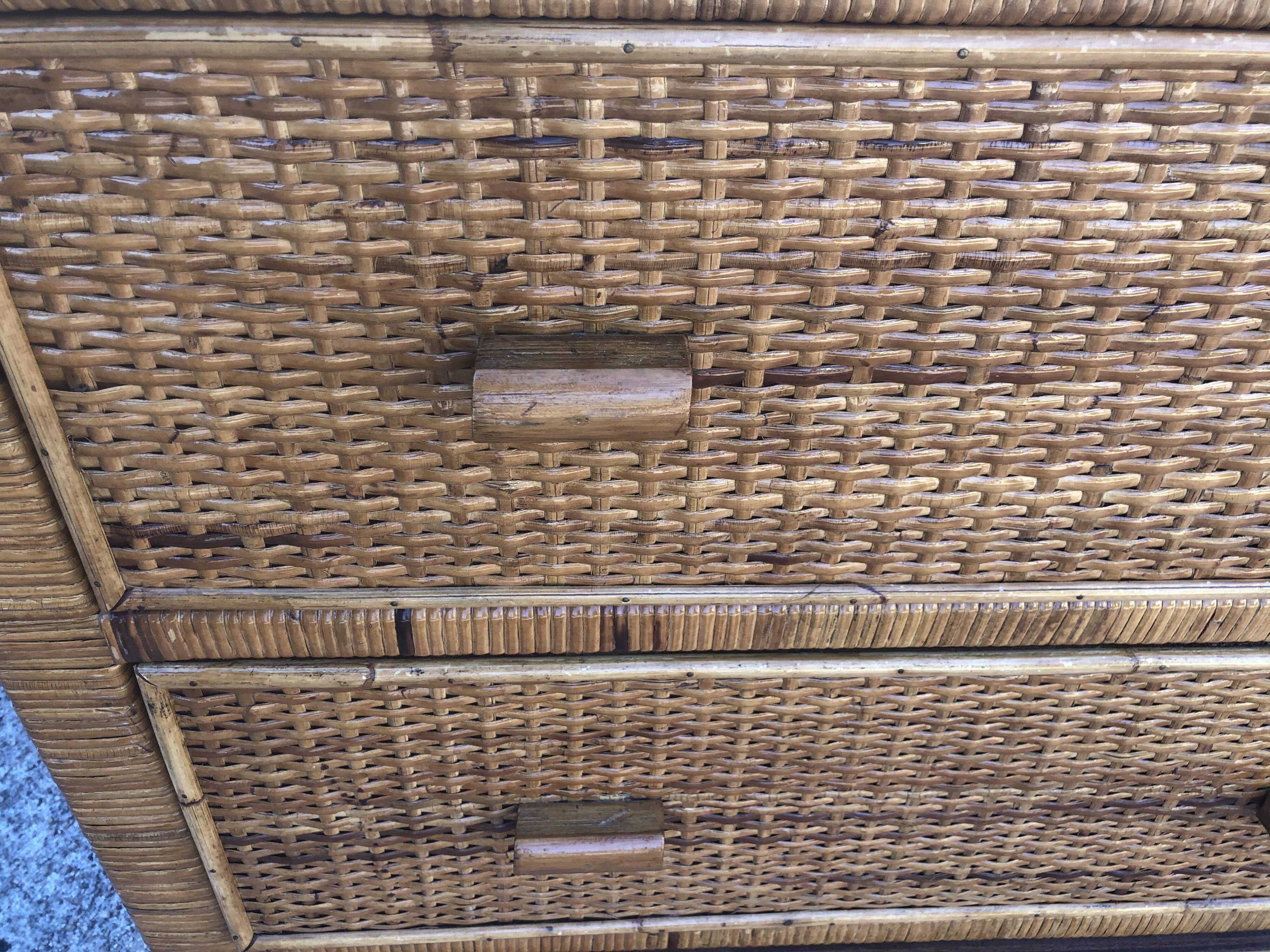 Vintage rattan dresser