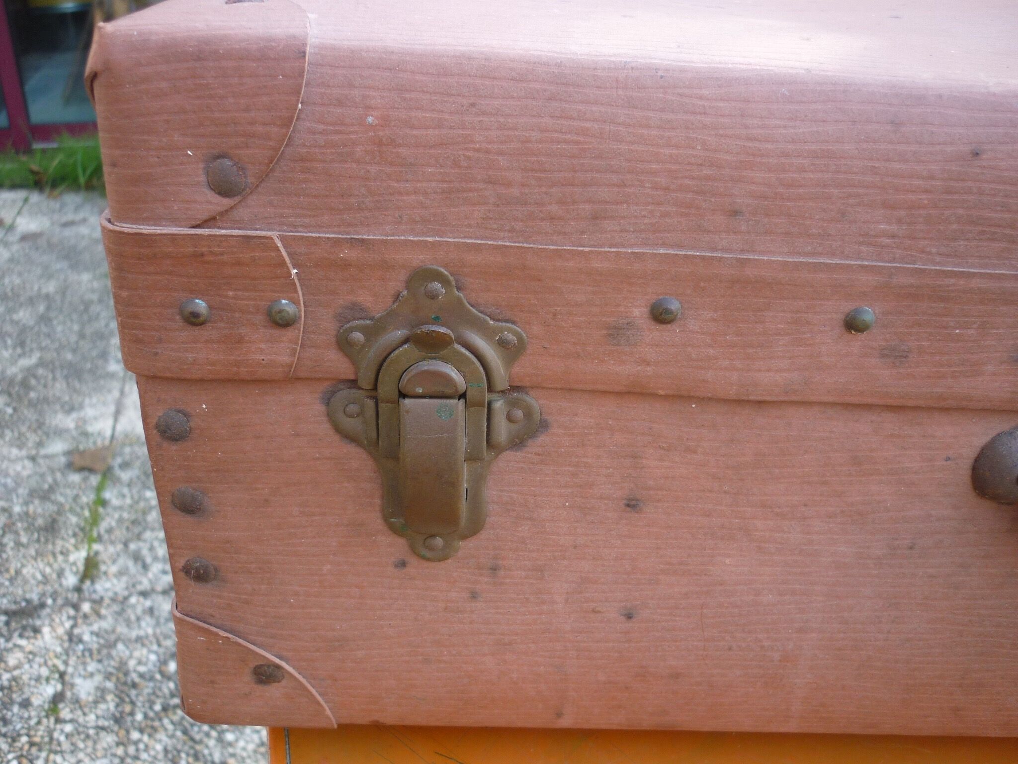 Green cardboard suitcase