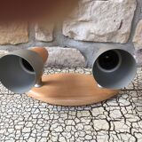 Vintage double wood and brushed metal applique