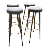Lot de 4 tabourets de bar Vintage italien année 50-60 style mid-century