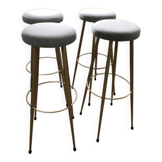 Set of 4 vintage Italian bar stools from the 50s and 60s mid-century style