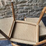 Set of 4 chairs by N.O. Møller solid oak and rope, Denmark, 1960's