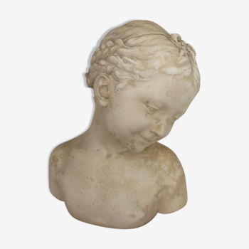Buste en plâtre "La Florentine" dite "La Rieuse" d'après Jean Baptiste Pigalle numérotée et signée