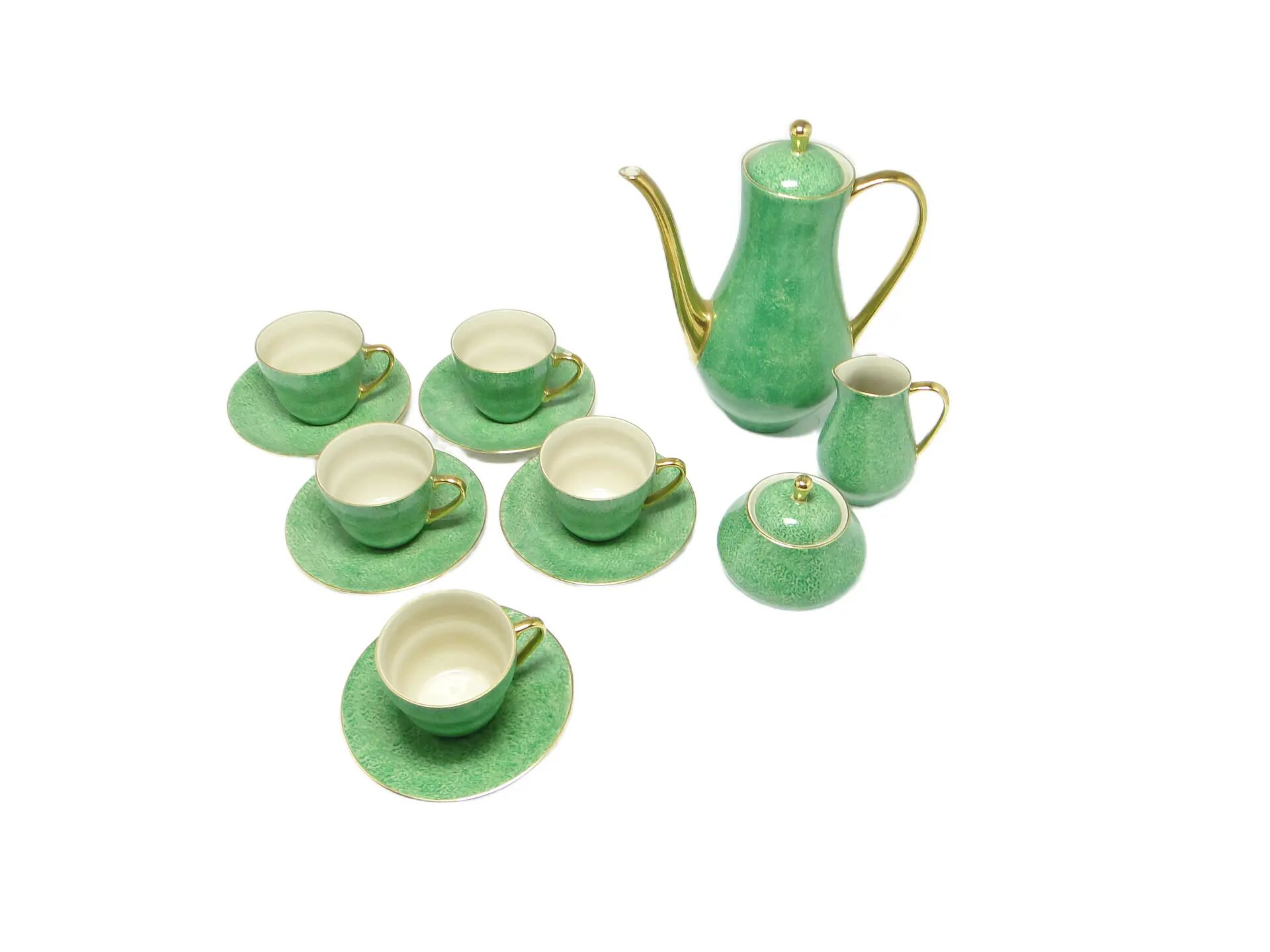 Coffee set, mid-century modern, porcelain, Porcelit Pruszków, Poland, 1970s.