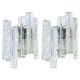 Pairs of large Kalmar-style wall lights in Murano glass, Austria, 1960s.