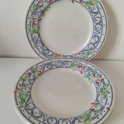 3 plates Churchill England mosaic and floral design