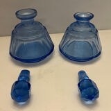 Pair of blue glass perfume bottles