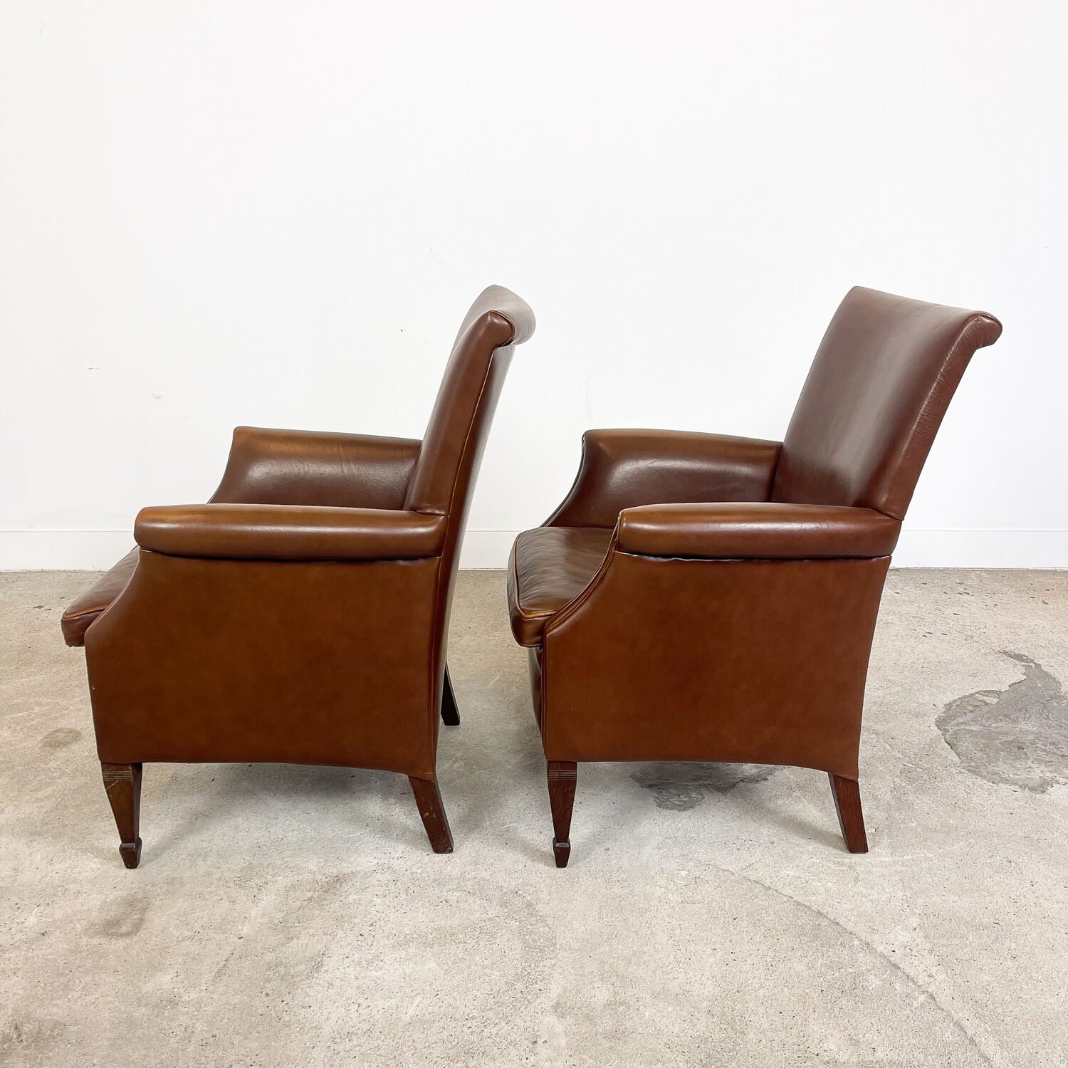 Ensemble de deux fauteuils en cuir vintage Delft