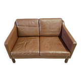 Danish vintage 2 seater brown leather sofa  1960s