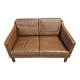 Danish vintage 2 seater brown leather sofa  1960s