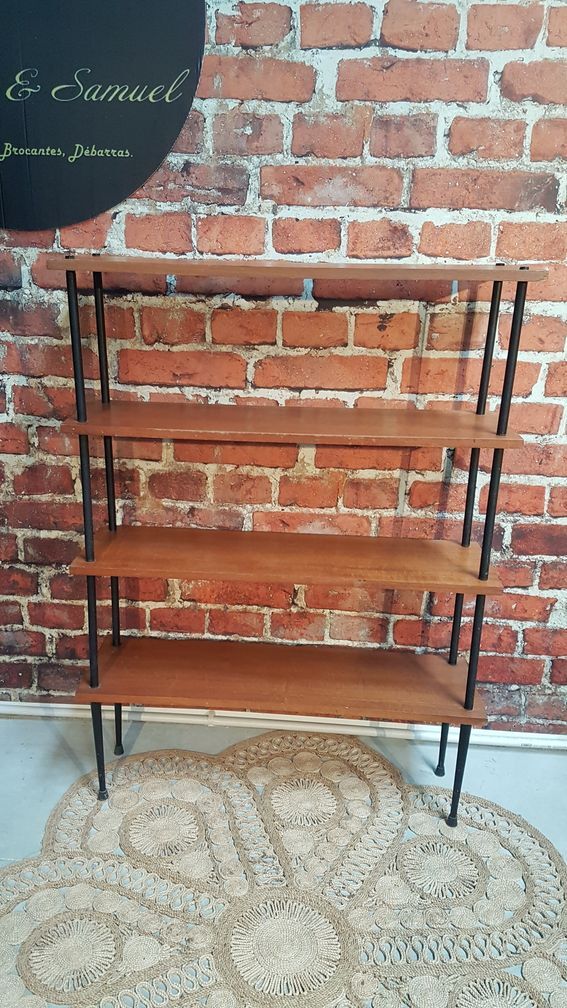 Etagère en bois pied métal