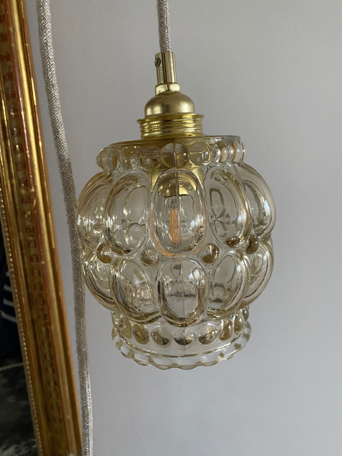 Walker with vintage amber glass globe