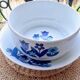 Dish salad bowl 70s porcelain blue flowers
