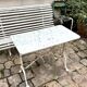 Table bistrot en marbre gris et fonte de fer blanche 90 x 50 cm