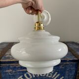 Vintage wall lamp in electrified white opaline to new