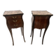 Paire de petites commodes marquetées de style Louis XV Dessus marbre XX siè