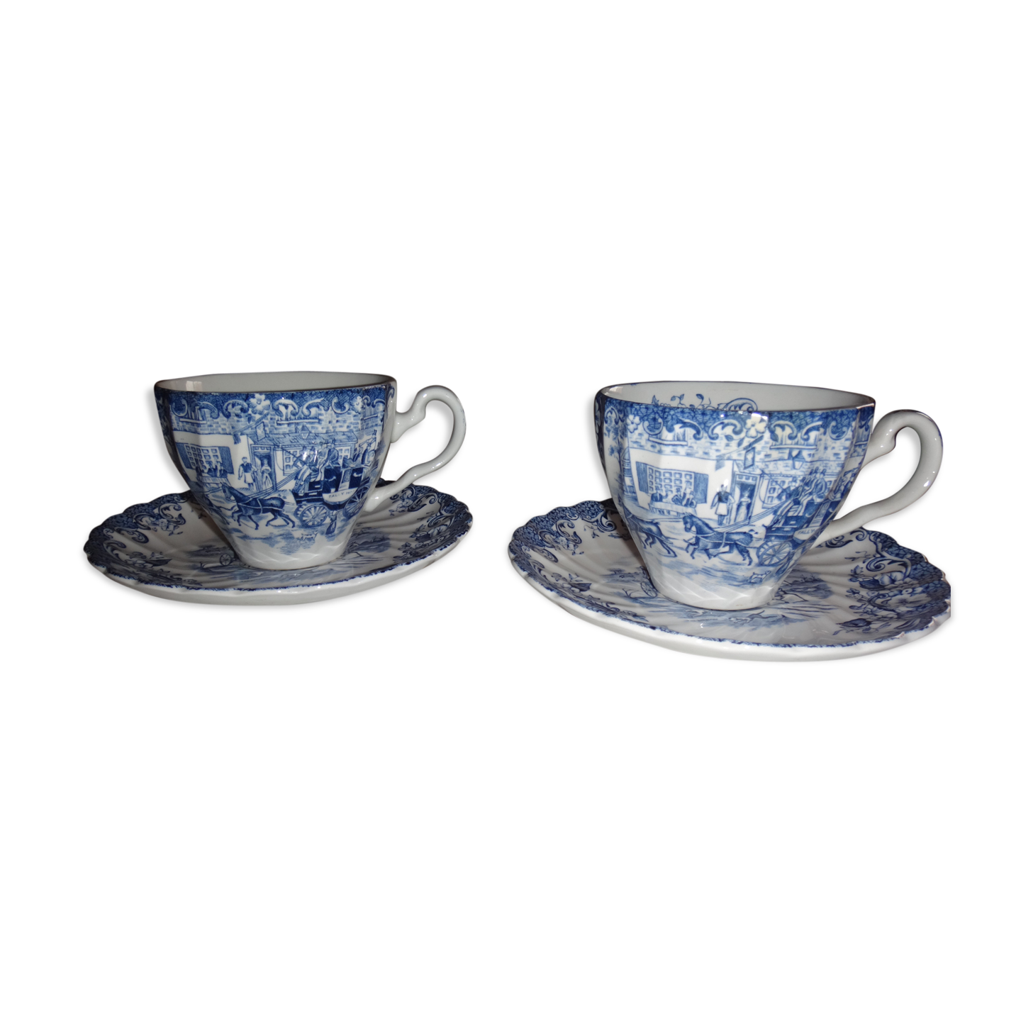 2 chocolate and English porcelain saucers