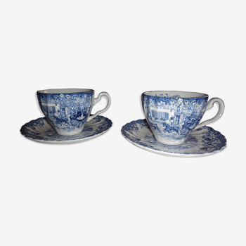 2 chocolate and English porcelain saucers
