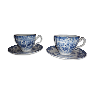 2 chocolate and English porcelain saucers