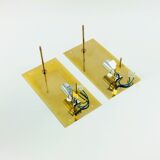 Pair Mid Century Scandinavian Glass & Brass Wall Lamps - C.Fagerlund, 1960s