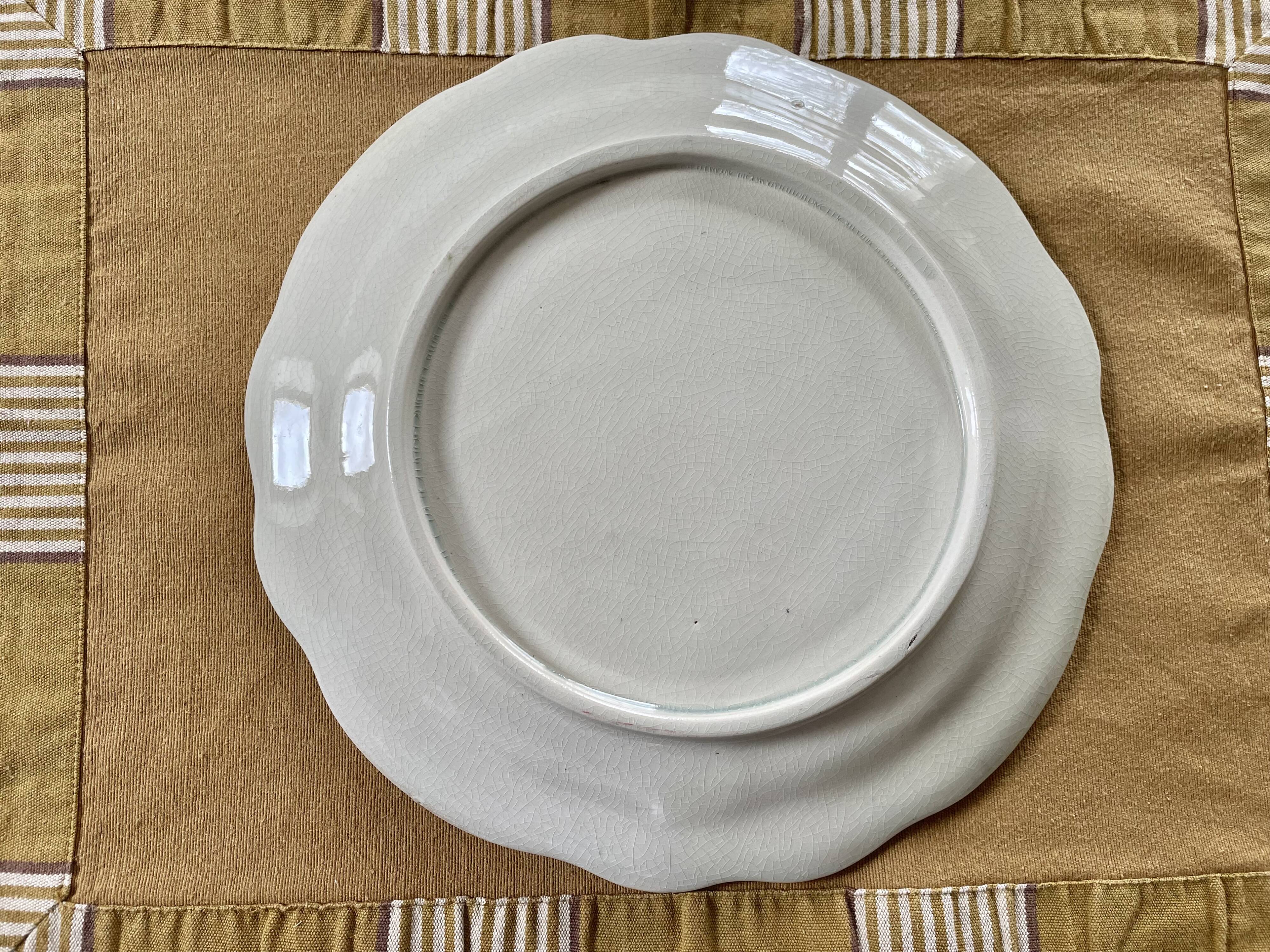 Artichoke plate Digoin in majolica faience barbotine