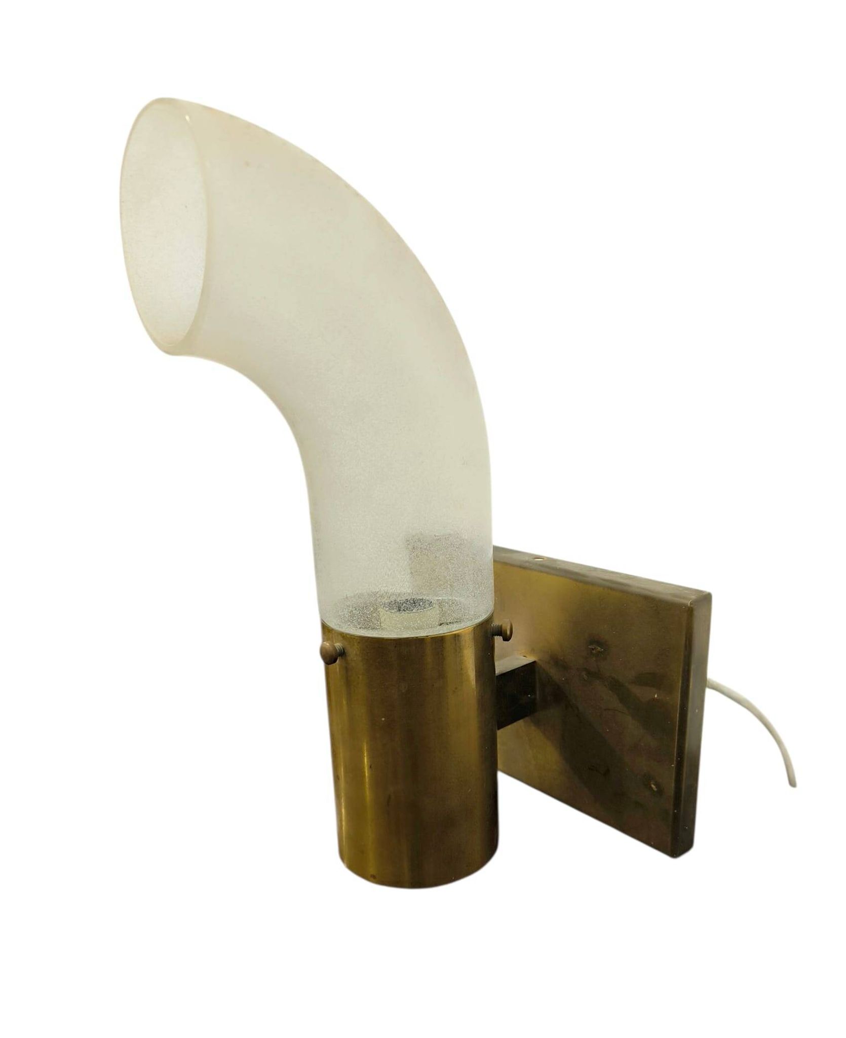 Brass and Pulegoso Glass Wall Lamp attributed to Aldo Nason for Mazzega 1960s