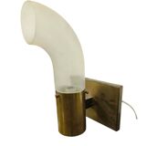 Brass and Pulegoso Glass Wall Lamp attributed to Aldo Nason for Mazzega 1960s