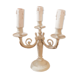 Taupe grey patinated brass candlestick