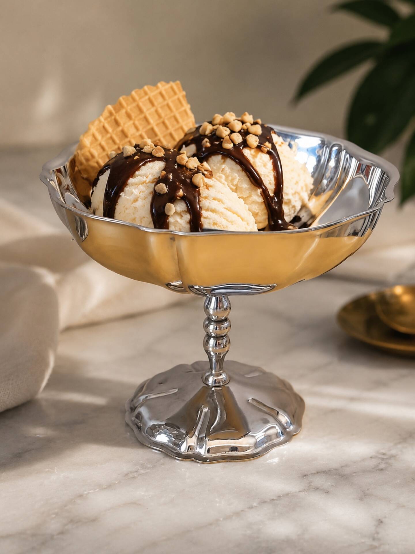Ice cream/dessert bowls in stainless steel