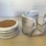 Four marble coasters with holder