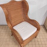 Wicker and rattan armchair