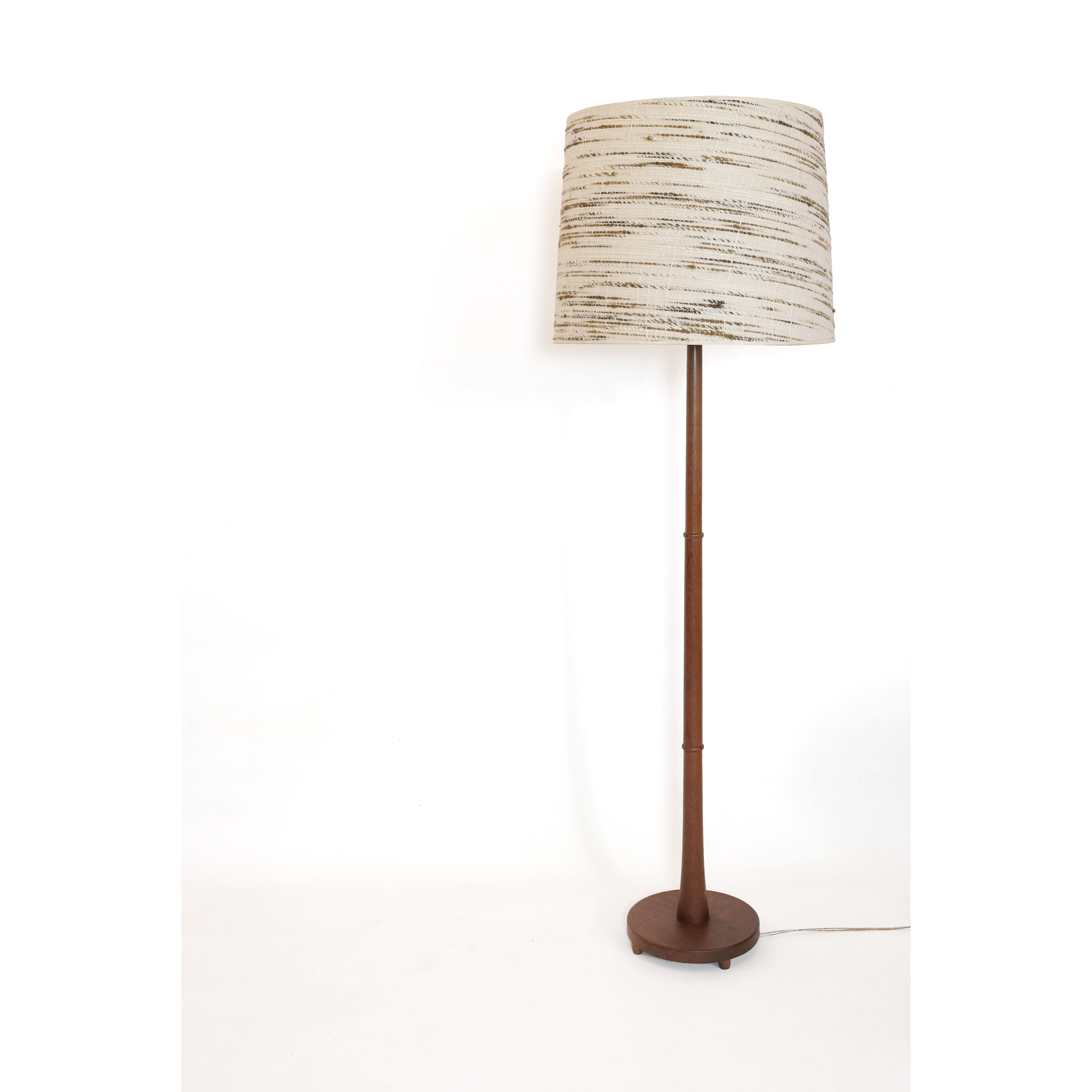 Teak floor lamp and wool lampshade Denmark 1960 1970
