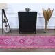1970s Turkish Handmade Pink Diamond Wool Runner Rug 78x384
