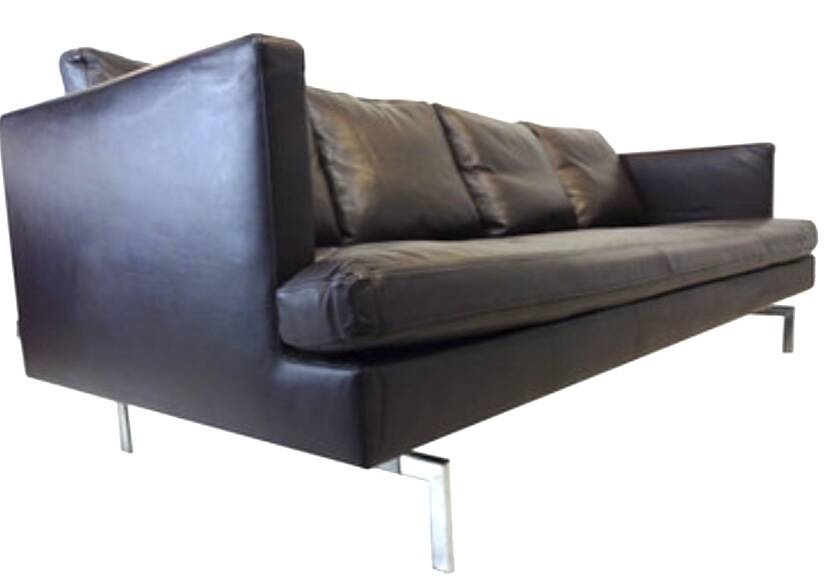 Canapé en cuir noir haut de gamme, Canapé Ligne Roset modèle Stricto Sensu