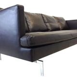 Canapé en cuir noir haut de gamme, Canapé Ligne Roset modèle Stricto Sensu