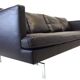 High-end black leather sofa, Ligne Roset model Stricto Sensu.